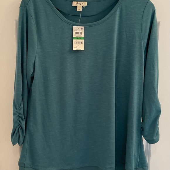 Style & Co 3/4 Sleeve Top - NWT - Large - Green Nectar - Picture 2 of 6